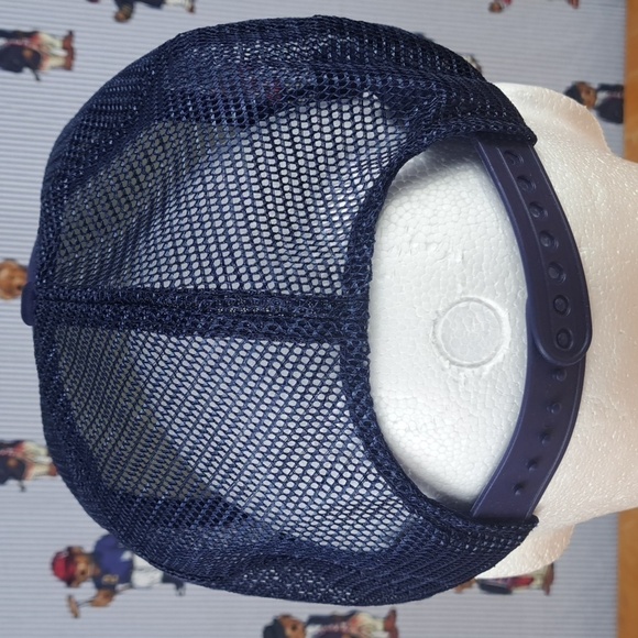 Vintage 80s foam mesh trucker funny golf graphic blue & yellow snapback hat - Picture 4 of 7